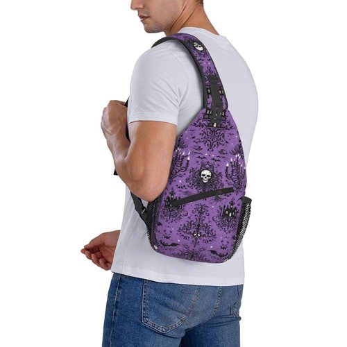GTEVUTS Purple Haunt Mansion Crossbody Bags Sling Bag for for Women Men, Cute Fashion Chest Bag Casual Small Shoulder Bags Travel Hiking Cycling Gym Sport Lightweight Daypack Adult Backpack
