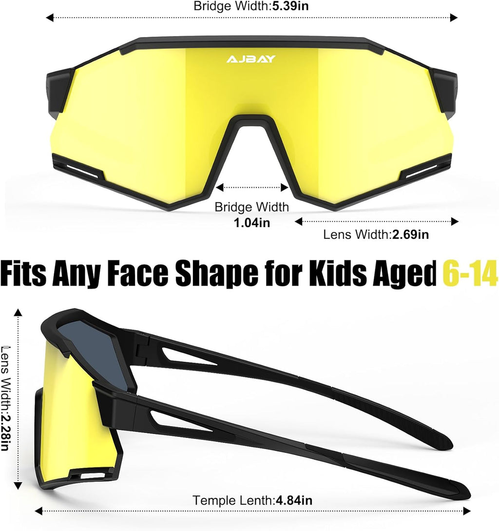 Polarized Kids Sunglasses - Ultra-Light TR90 Frame | UV400 Youth Baseball Cycling Glasses