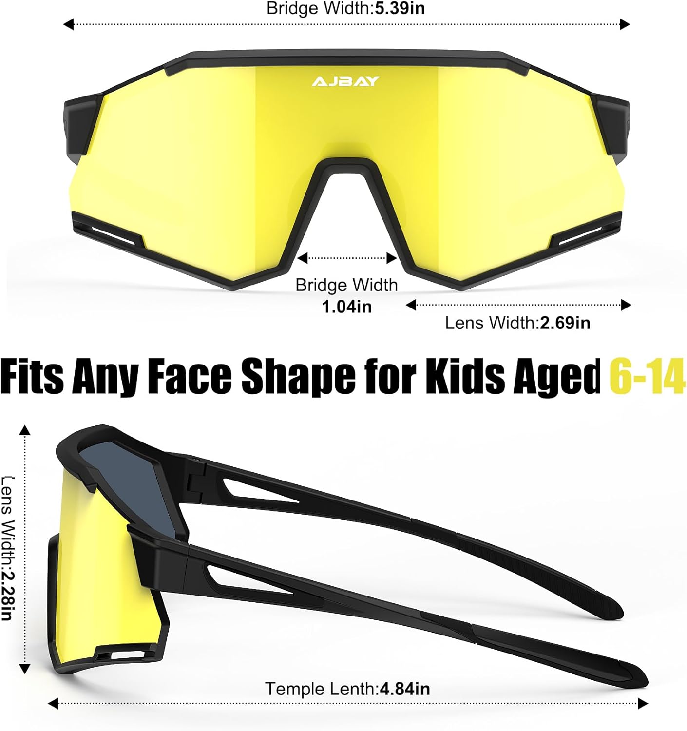 Polarized Kids Sunglasses - Ultra-Light TR90 Frame | UV400 Youth Baseball Cycling Glasses