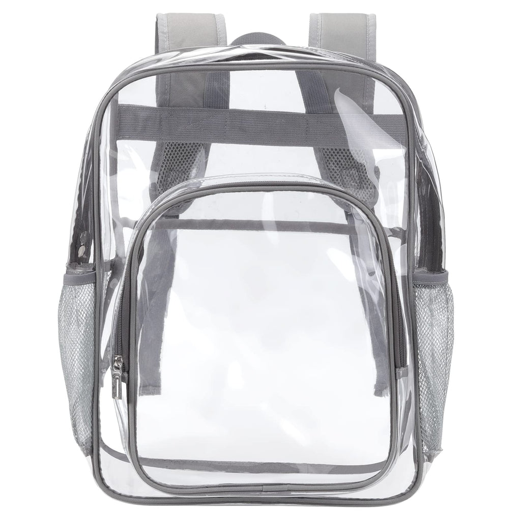 Nausear Clear Backpack School Bag Stadium Approved Heavy Duty Large PVC Laptop Transparent Backpack See Through Backpack for Sports, Work, Stadium, Security, Travel, College - H18''xW14''xD8“ - Grey