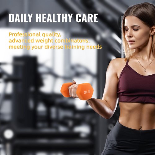 Fitvids Colored Neoprene Dumbbell Set with Rack, 32LB Set: 3/5/8LB Pairs, Color Series