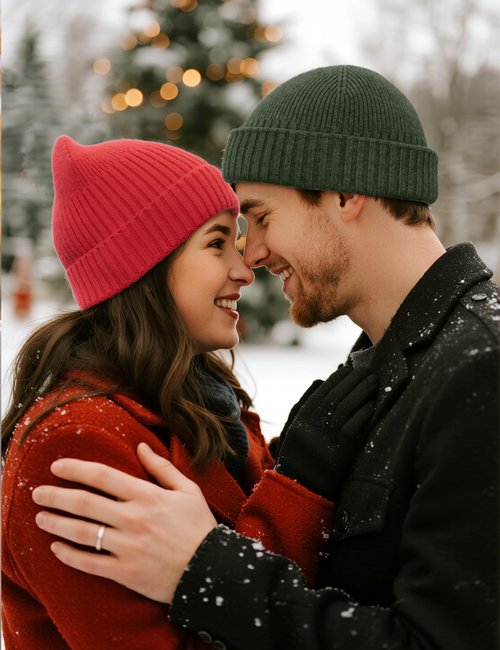 50% Wool Double Cuff Knit Beanie Hat for Men Women, Short Fisherman/Slouchy Winter Skull Cap Trawler Watch Cap, Red