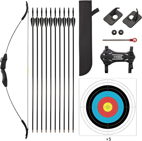 LWANO Bow and Arrow Set - Beginner Archery Gift for Kids | 10 Arrows & 5 Target Faces, Ideal for All Handedness