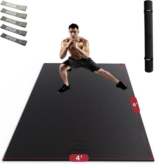 HAPBEAR Extra Large Exercise Mat - Non-Slip, Ultra Durable 8mm Thick Workout Mats for Home Gym | Yoga & Cardio