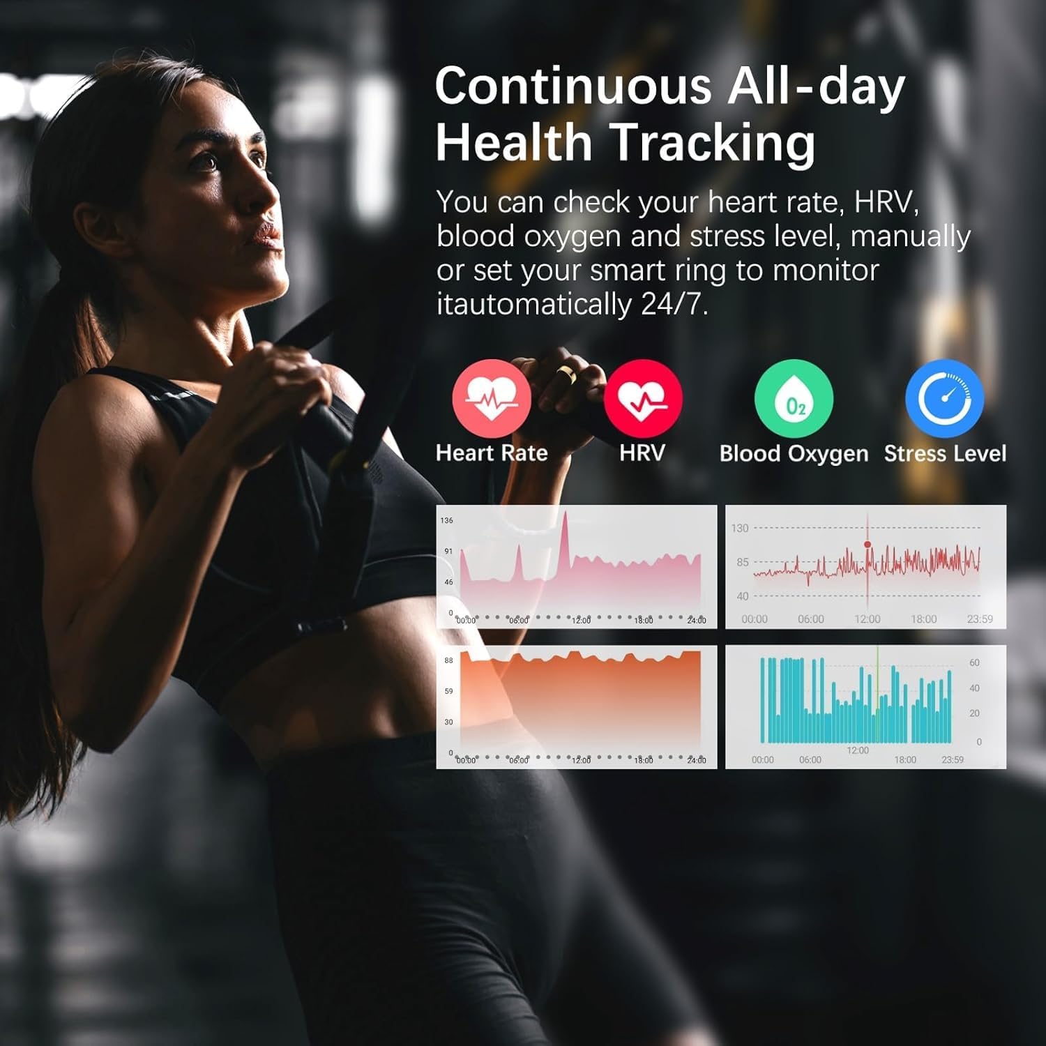 Skiennix Smart Ring - Fitness Tracker with Heart Rate, Blood Oxygen, Stress & Sleep Monitoring | Gold, Size 11