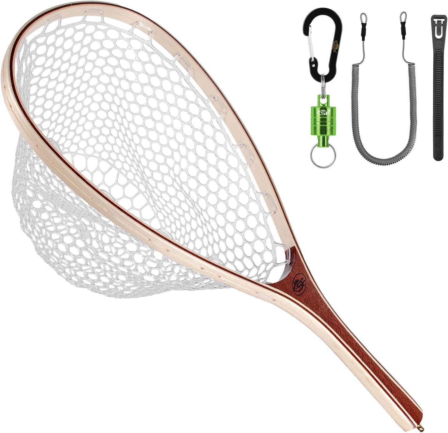SF Fly Fishing Landing Net - Soft Rubber Mesh Design for Easy Catch & Release | Trout Fishing Gear