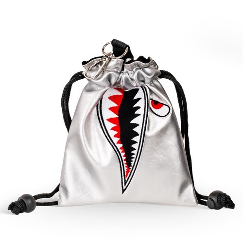Craftsman Golf Shark Leather Valuable Pouch Bag Soft with Hook Tee Ball Bag Silver(Shark)