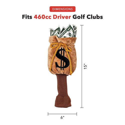 Daphne’s Headcovers Money Bag Driver Headcover | Premium Driver Headcovers | Funny Golf Club Covers | Stylish Protection for Your Clubs | Men's Golf Gear | Headcover for Men and Women