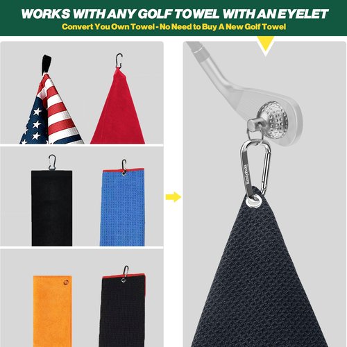 Handy Picks Magnetic Golf Towel Clip – Patented Mini Golf Ball Design – Convert Any Golf Towel with Eyelet into Magnetic Towel – Strong Magnet Holder for Cart, Bag & Clubs