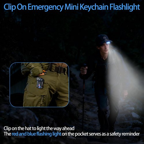 MAKDAK EDC Keychain Flashlight Rechargeable - Super Bright Mini Clip on Keychain Light with COB Side Light,Tail Magnet,Rotatable Head,Digital Battery Display for Outdoor,Camping,Emergency(2Pack)