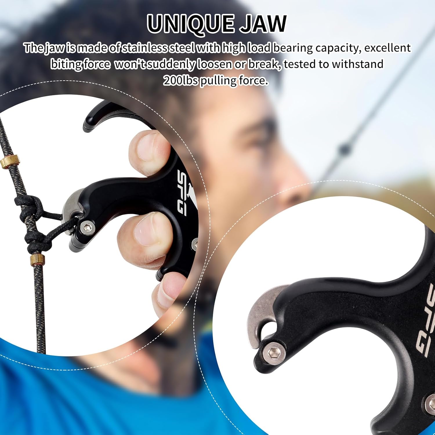 SPG Thumb Release for Compound Bow - Durable Aluminum Alloy 4-Finger Design | Anti-Slip Frosted Texture