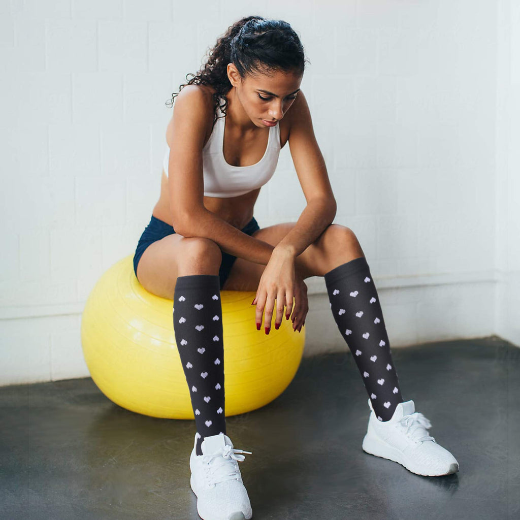 Double Couple 6 Pairs Compression Socks for Men Women 20-30mmhg Wide Calf Compression Sock for Sports Circulation