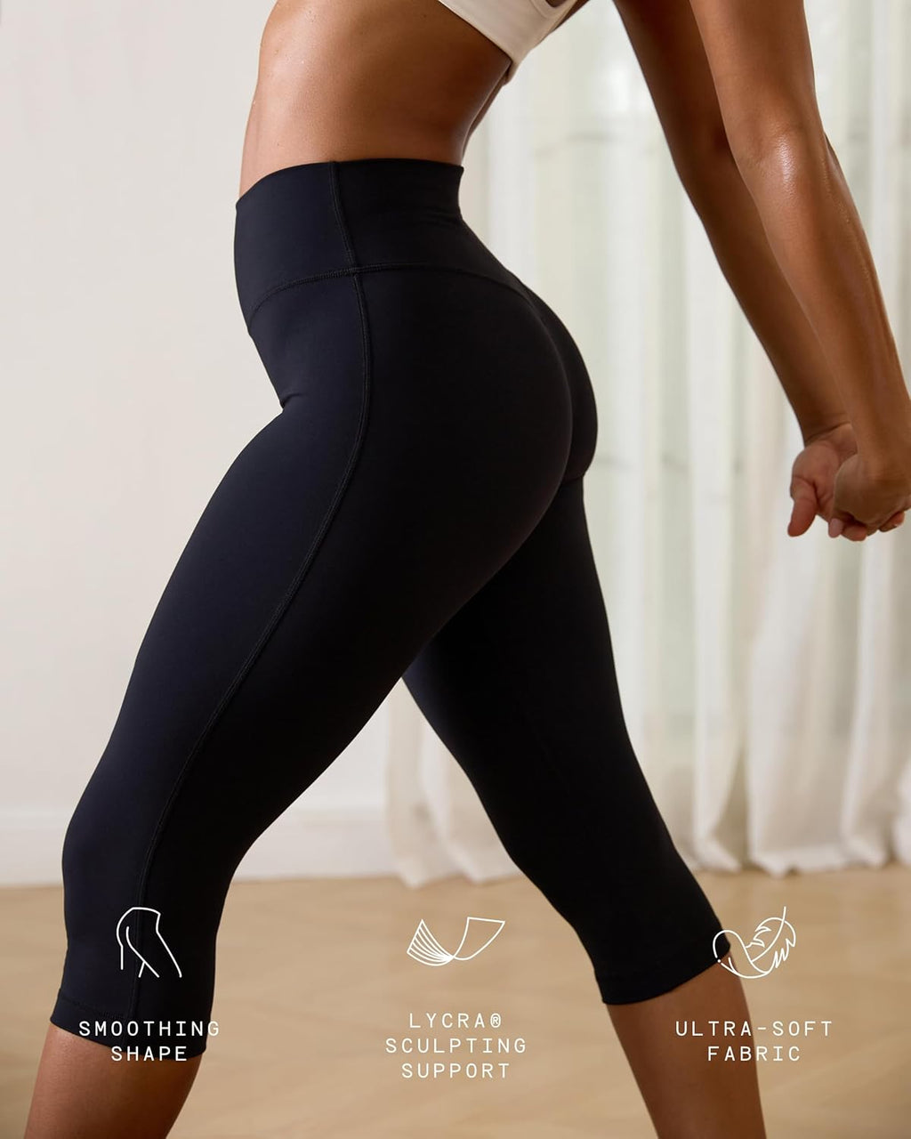 PAVOI ACTIVE Capri Leggings for Women - High Waisted Yoga Pants with No Front Seam | FlexFlow Design