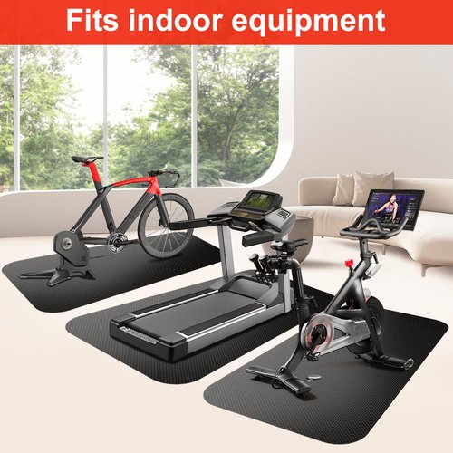 Exercise Bike Mat, Treadmill Mat for Carpet & Hardwood Floors - Noise-Reducing Non-Slip Floor Protector, Durable Fitness Equipment Mat for Stationary Bike, Gym & Home Workouts (Black, 30"x60")