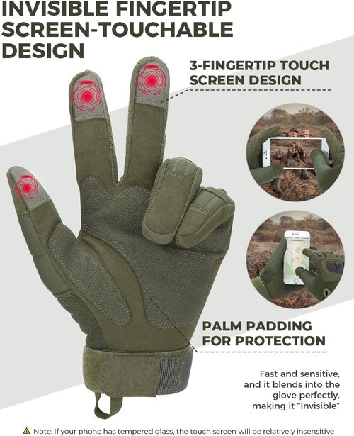 KEMIMOTO Tactical Gloves - Touchscreen Motorcycle Gloves with Hard Shell & Palm Padding | Ideal for Sports, Cycling, Hunting & More