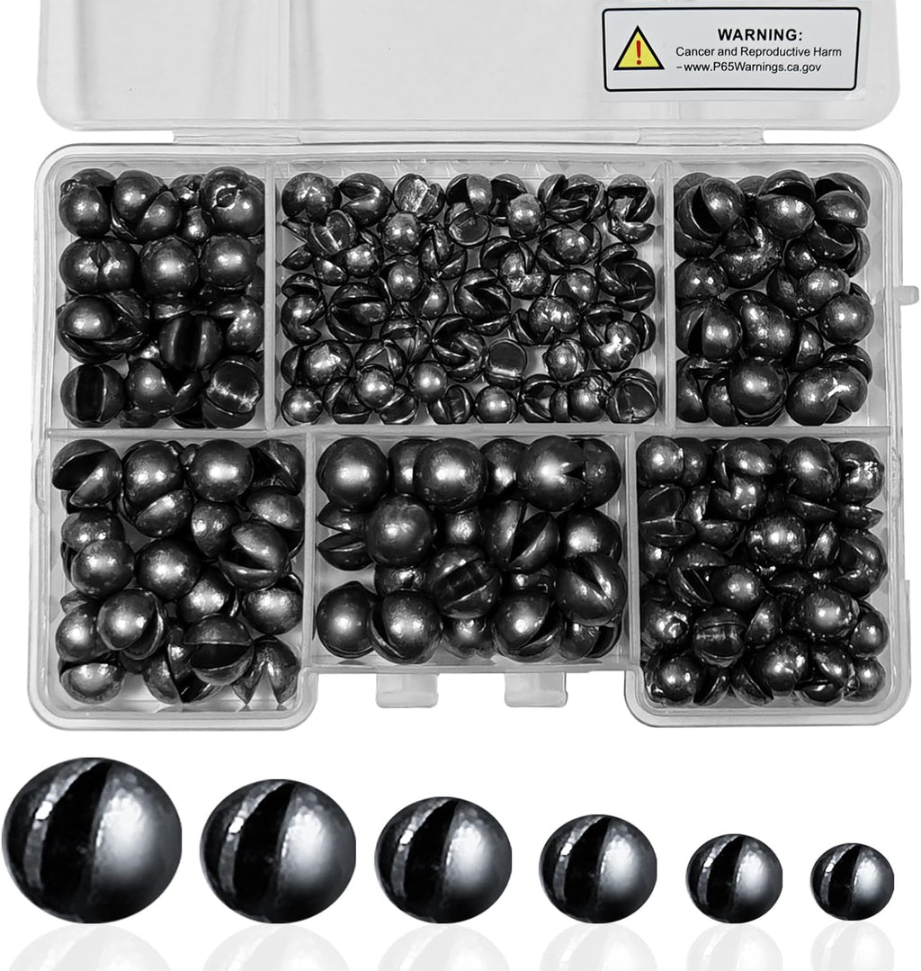 SANWEAL Fishing Weights Sinkers - Premium Split Shot in 120PCS/200PCS - Round Removable in 5/6 Sizes