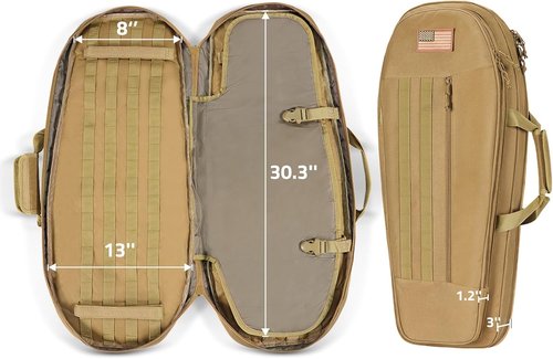 CVLIFE 30'' Soft Rifle Case - Padded Sling Backpack with Lockable Zippers & Molle System for Hunting