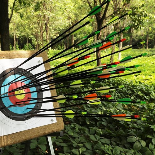 LWANO 28" Fiberglass Arrows - Durable Archery Target Arrows with Blunt Tips for Kids & Beginners | Pack of 12