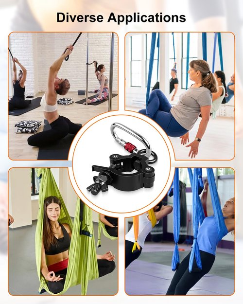 THXCHER 35-45mm Pole Dancing Hanging Clamp, 220lbs Capacity Heavy Duty Rotation Device with Locking Mechanism for Aerial Yoga Hammock Silk Fitness Training Equipment