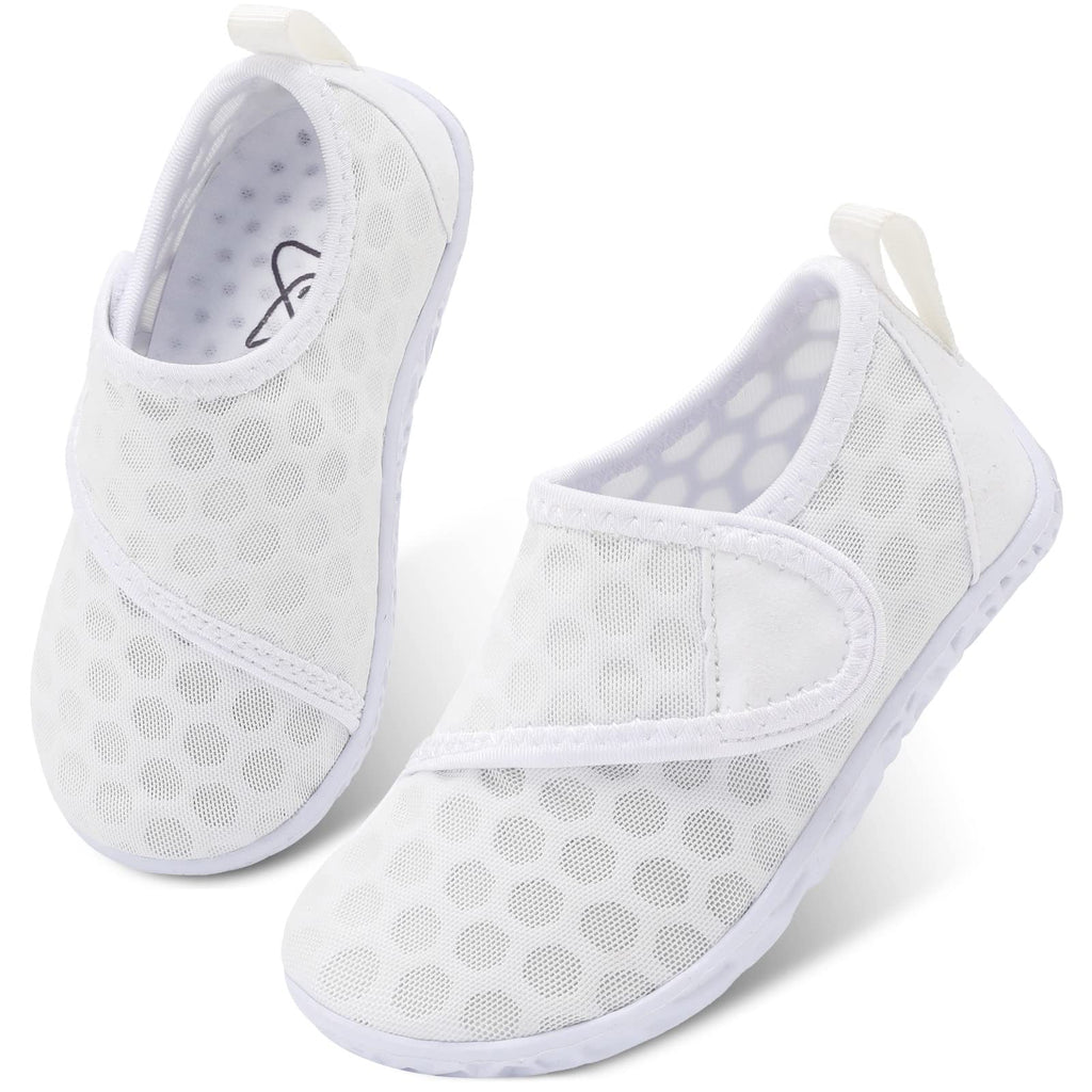 LeIsfIt Toddler Water Shoes Boys Girls Barefoot Aqua Socks Kids Breathable Quick-Dry Swim Shoes for Beach Pool Surf, White, 6 Toddler