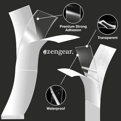 aZengear Double-Sided Body Tape - Strong Adhesion for Clothes, Hijab & Dress | 104 Strips, Transparent