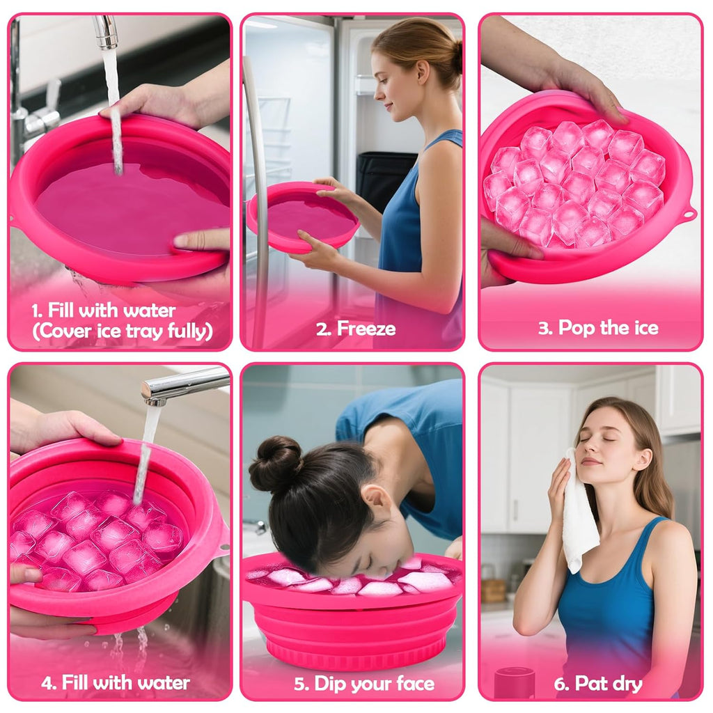 XANGNIER Face Bowl - Collapsible Silicone Ice Bath for Cold Plunge Therapy & Skin Tightening | Black Spa Tool