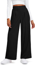 Libin Women's Wide Leg Pants - High Waisted Waffle Knit Casual Trousers with Pockets | 27"/29" Sizes