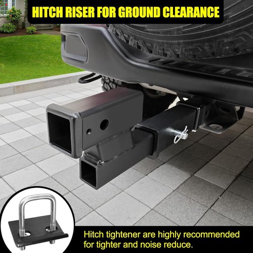 KAIRAY Trailer Hitch Riser Extender - 4" Drop/Riser, 8" & 10" Extension, 2" Shank, 7500lbs Capacity, Matte Black