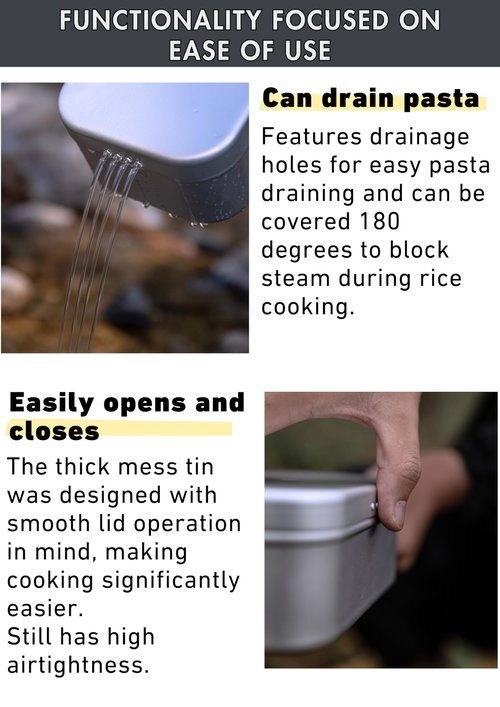 CAMPINGMOON Mess Tin Aluminum Camping Cookware Extreme Thick S-2013