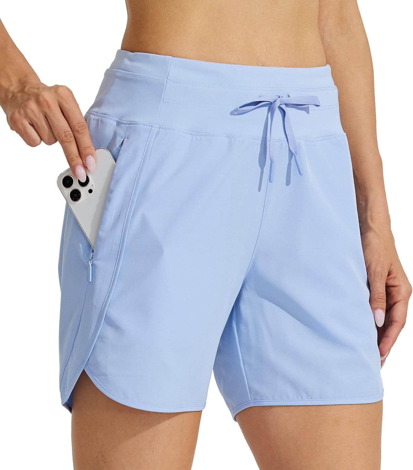 Willit Women's Running Shorts - 5" Quick Dry High-Waisted Gym Shorts with Zipper Pocket