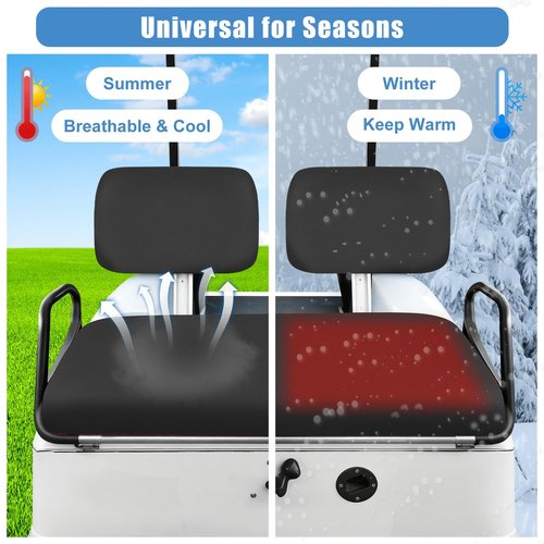 Golf Cart Seat Covers Set for Yamaha G22 G19 G16 G14 G11 G9 G8 G2, Club Car DS Pre-2000 OEM Ordinary Front Seats, Durable Breathable Seat Covers Washable Polyester Mesh Cloth Without Logo, Black