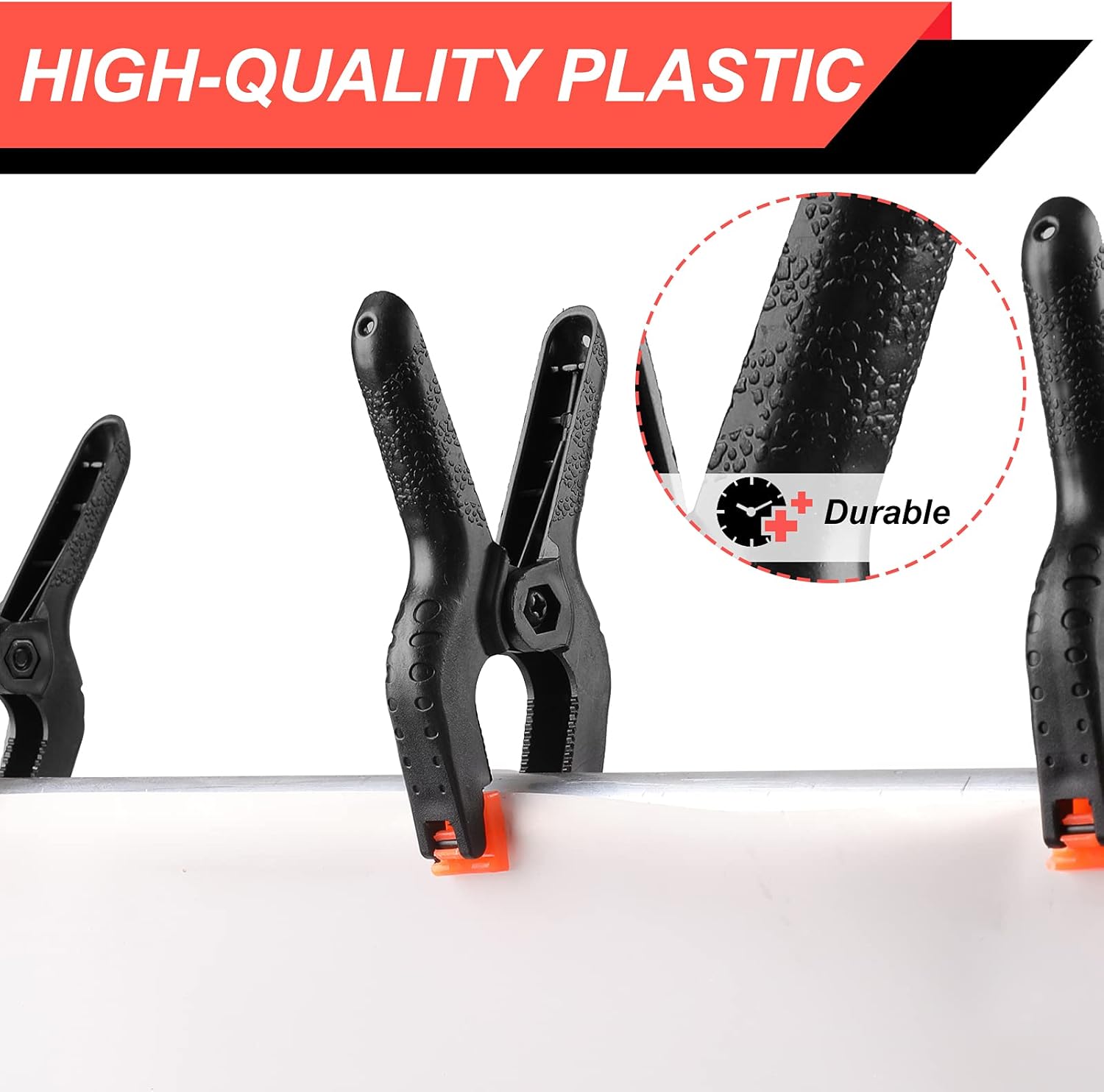 Skiennix 12 Pack Plastic Spring Clamps - 3.5 Inch Heavy Duty Clips for Crafts & Photography (Black)