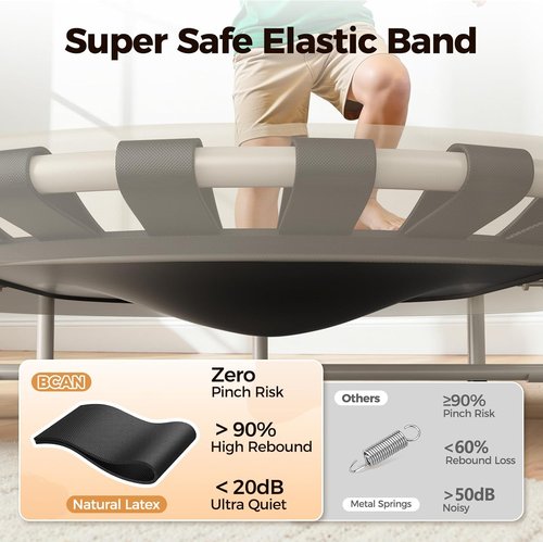 BCAN 56-Inch Kids Trampoline - Safe & Foldable Design with Adjustable Handlebar | ASTM Certified for Ages 1-8, Max Load 220lbs