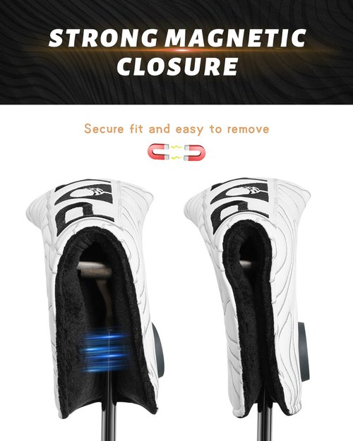 BIG TEETH Golf Blade Putter Cover Headcover Club Protector Par Putter Head Covers Magnetic Bar Closure for Scotty Cameron Taylormade Odyssey White Color