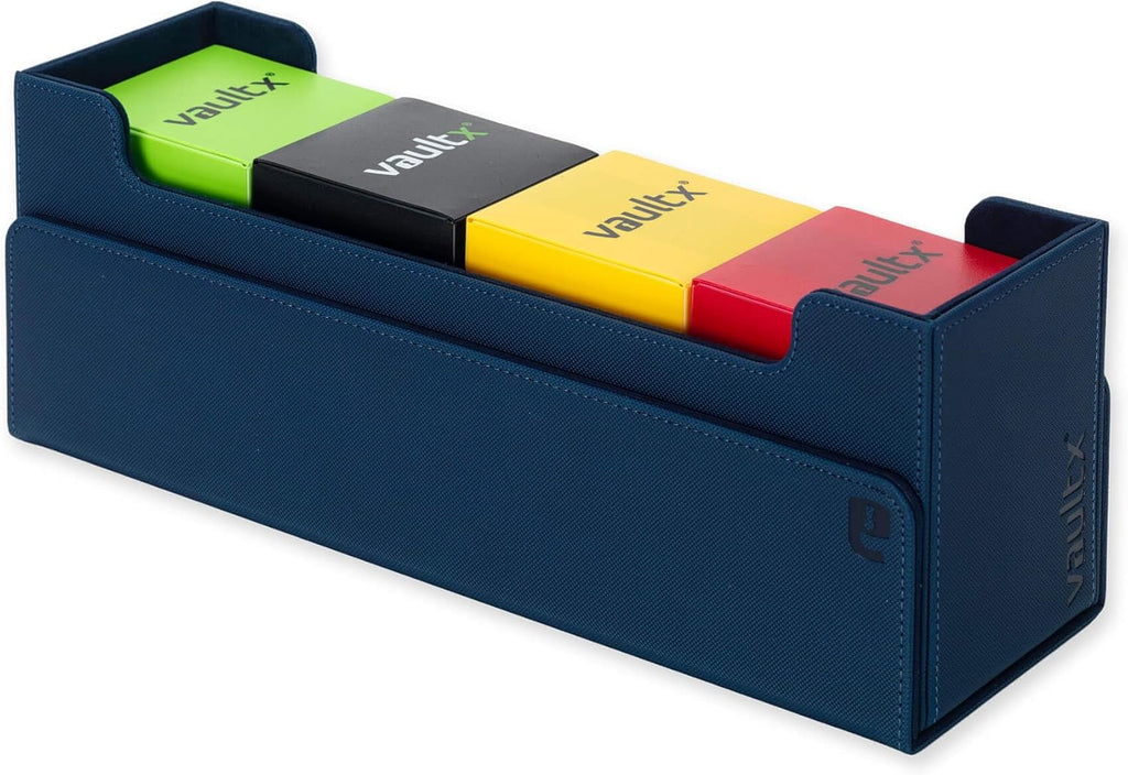 Vault X Trading Card Storage Box - Premium Exo-Tec Material with Magnetic Lid & Dividers | Organize TCG & Sports Cards (Blue)
