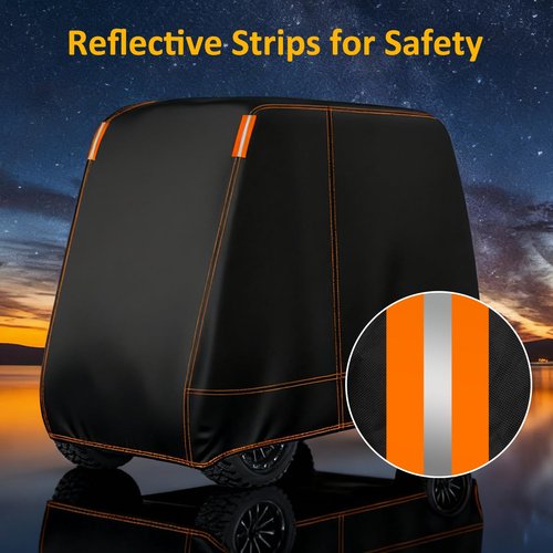 Falafa Golf Cart Cover 6 Passenger, Heavy Duty 420D Waterproof All Weather Protection, Universal Fit for EZGO Club Car Yamaha with Storage Bag & Reflective Strips