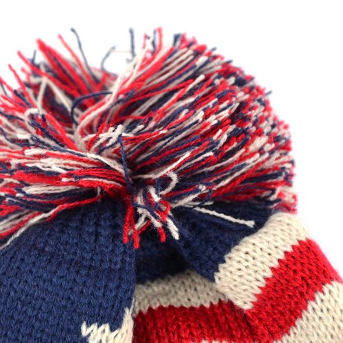 Selini New York USA Winter Hat - Knit, Cuffed Beanie with Pom Pom, USA Flag Design, Warm Fun for Cold Days