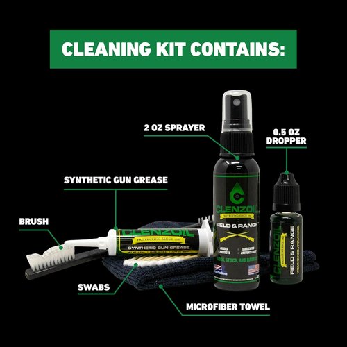 Clenzoil Field & Range Essentials Combo Kit - All-in-One Gun Cleaning & Lubrication Set - Includes Microfiber Towel, Gun Oil & Pump Sprayer