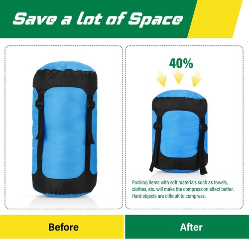 GliCraft 5 Pcs 5L/10L/15L/20L/35L Camping Sleeping Bag Compression Sacks for Backpacking Water Resistant Sleeping Bag Stuff Sack Space Saving Storage Sack for Hiking Gear(Classic Colors)