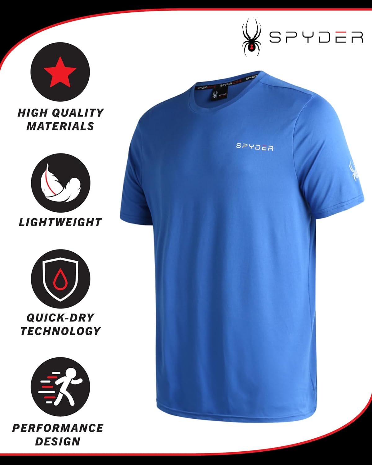Spyder Men's Athletic Shirt - Quick-Dry Lightweight Short Sleeve Tee for Active Performance