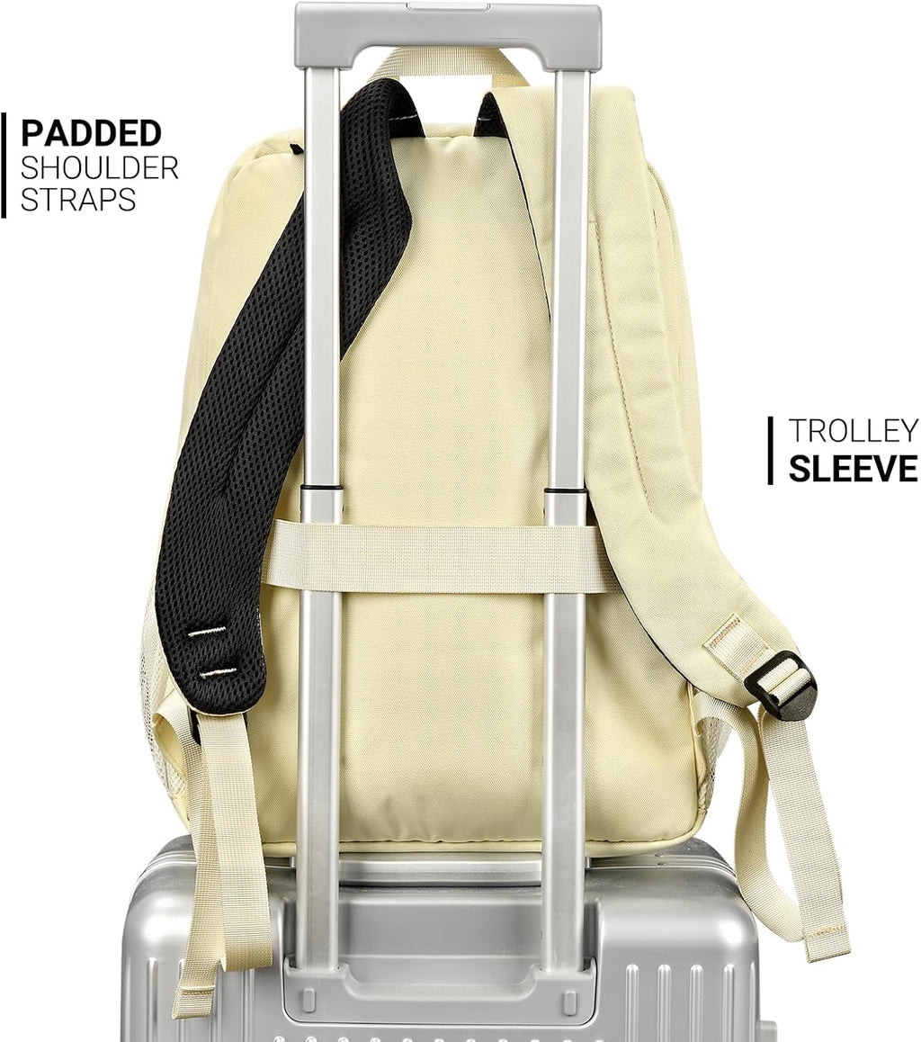 ZORFIN 26L Water Resistant Backpack for College and Travel - Stylish Beige Bookbag