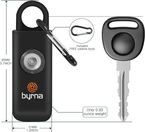 Byrna Banshee Personal Safety Alarm - 130 dB Military-Grade Keychain Siren with LED Strobe Light | Ideal for All Ages (Black)