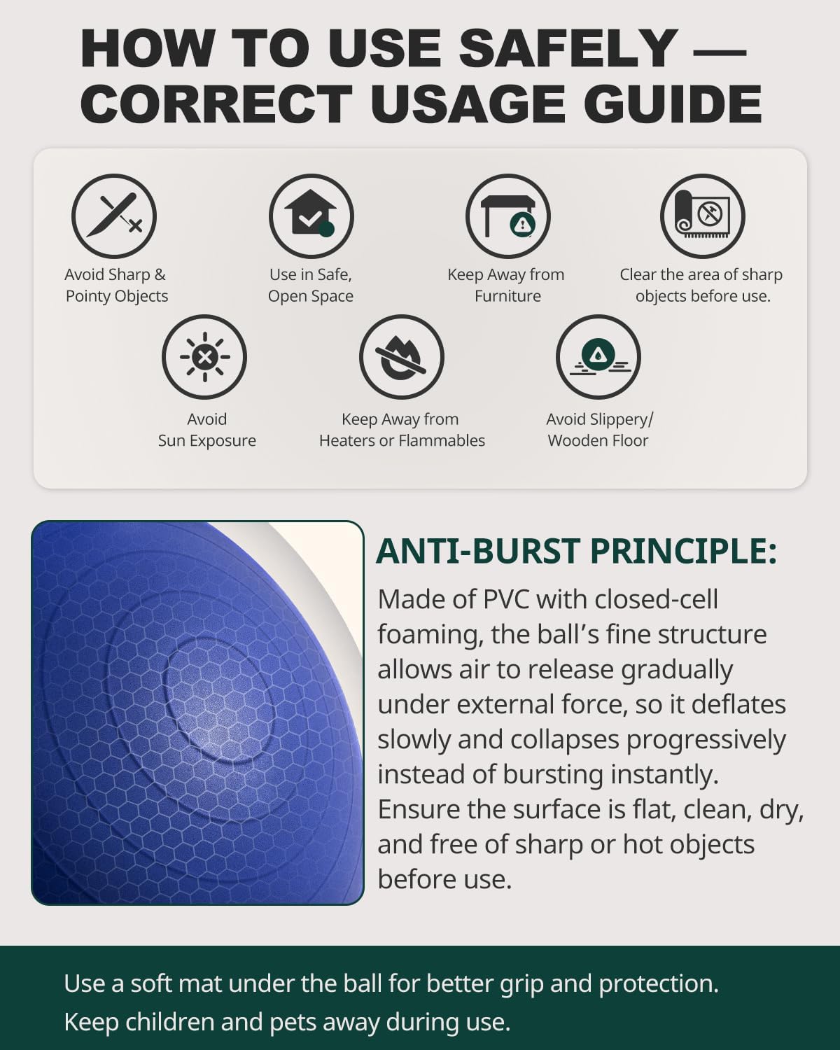 Trideer Exercise Ball - Stability Ball for Yoga, Pilates & Fitness | Home Gym & Office Chair, 5 Sizes Available