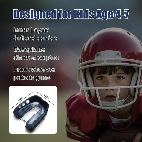 Kids Sports Mouthguard - 2 Pack with Case & Strap | Ideal for Football, Boxing, Basketball, Ages 4-7