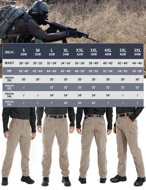 KFUBUO Men's Lightweight Ripstop Stretch Tactical Pants, Water Resistant Work Cargo Pants for Outdoor Relaxed Fit Khaki