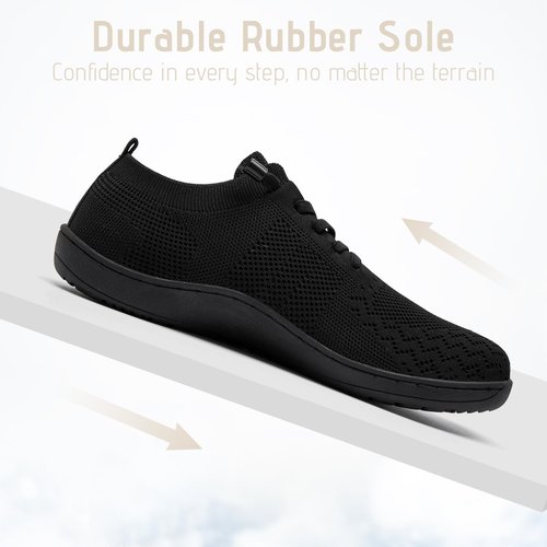 VXGGVX Barefoot Shoes Women Wide Slip-On Barefoot Running Tennis Walking Sneakers Minimalist Breathable Shoes Zero Drop Sole for Workout Gym Travel Black 8.5