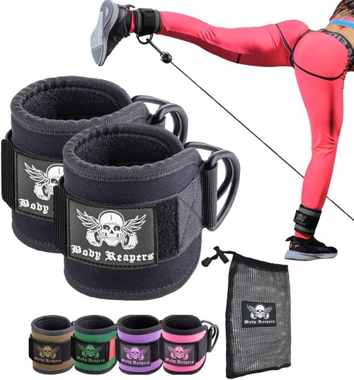 Body Reapers Ankle Cuff Cable Attachment - Adjustable Velcro & Cushioned Design for Leg Workouts
