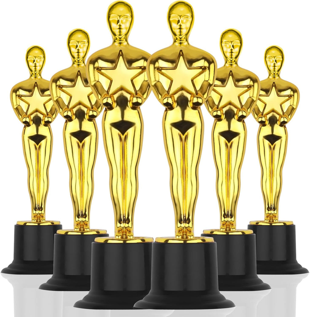 WINKIO Gold Award Trophies - Pack of 6 Mini Plastic Statues for Events, Sports & Appreciation Gifts
