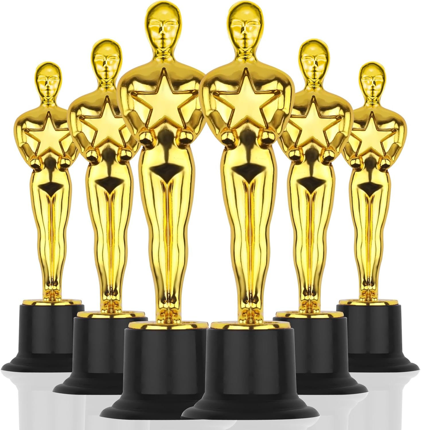 WINKIO Gold Award Trophies - Pack of 6 Mini Plastic Statues for Events, Sports & Appreciation Gifts