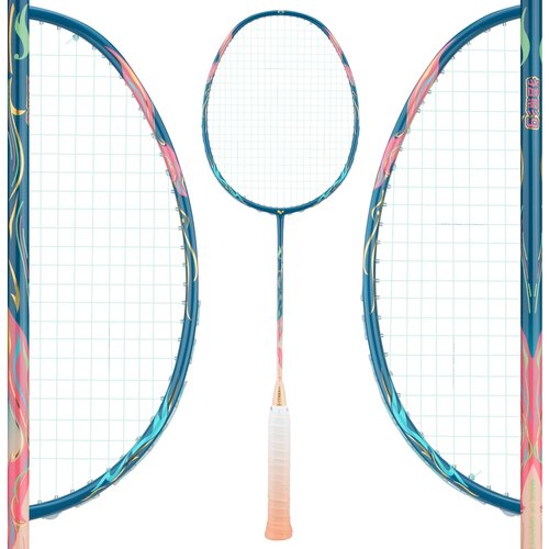 YODIMAN Single Professional Badminton Racket for Advanced Players - 50T Graphite Carbon Fiber with Aerodynamic Frame, Pre-Strung 26lbs, Ultra-Light 5U for Club & Tournament
